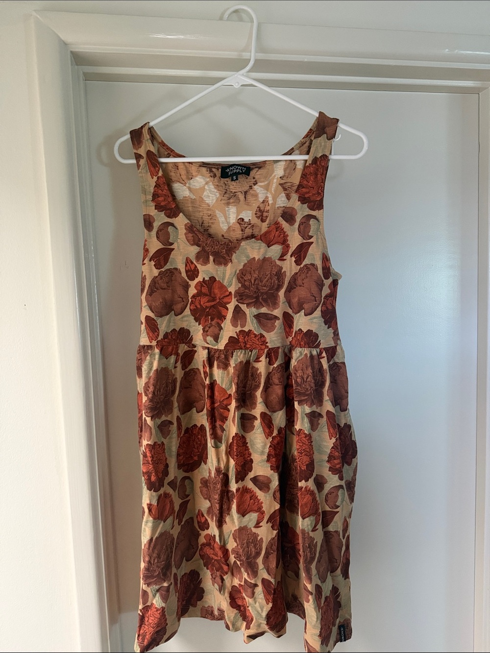 🆕 known supply organic dress / pockets small / limited edition fall print